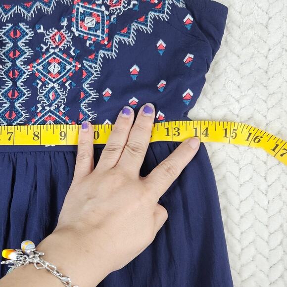 Maurices Navy Blue Embroidered Midi Dress - Picture 7 of 9